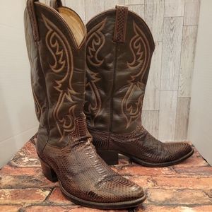 DAN POST ornate leather & reptilecowboy boot size 10.5D mens